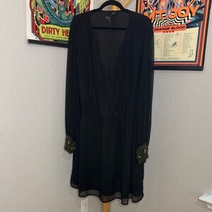 ASOS Curve Black Dress with Embellished Cuffs